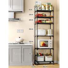 Estante de hierro de 6 niveles, estantes de cocina, estanterías y estantes de almacenamiento, estantes de garaje, ideal para despensa y organizador perfecto para soluciones de almacenamiento y estanterías de garaje - Negro - Ver 3