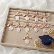 10pcs Women's Shell Pearl Rhinestone Fashion Keychain Pendant Accessories, Mother's Day, Valentine's Day Holiday Gift Use - White - View 4