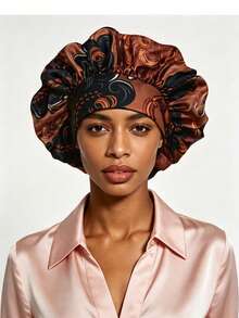 1pc Women's Plus Size Satin Sleep Bonnet, Lightweight Breathable Hair Protection Night Cap, Large Sleep Cap (Random Print Pattern) - Hair Cap 1PC - View 15