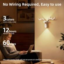Cross-Border New LED Creative Touch Ambient Night Light, Rechargeable Magnetic Wireless Motion Sensor Wall Lamp - Antler Wall Sconce - View 2