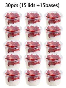 10/20/30/50pcs Mini Double Layer Cream Cups With Lids, Suitable For Yogurt, Ice Cream, Pudding - Multicolor - View 9