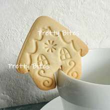 Hanging Cup Christmas Biscuit Mold Cartoon Snowhouse Gingerbread Man Cookie Cutter 3D Cookies Fondant Mold Cake Decorating Baking Molds - Pink - View 3