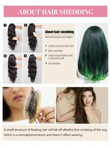 Topshe 18 Inch Medium Length Layered Straight Hair Women's Wig, Dark Green Base With Bright Green Gradient, Full Bangs, Heat-Resistant Synthetic Fiber, Suitable For Anime Cosplay, Halloween, Festival, Nightclub And Short Video Shooting - Piano Color - View 11
