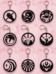 1Pc/9Pcs SCP Foundation & Mysterious Aesthetic Acrylic Keychains, Featuring Classic Band Logos & Mysterious Aesthetic Designs, Fashionable Bag Charms, Suitable For Back To School, Gift For Music And Mystery Fans, Exquisite Collection, All Season - Multicolor - View 5