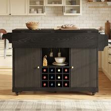 Flieks Multifunctional Serving Trolley, Kitchen Trolley With Storage Space, Adjustable Shelves And Wine Rack, Mobile Side Table For Dining Room, Living Room And Balcony - Black - View 1