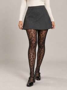 1 par de medias de mujer con estampado de leopardo transparente, mallas de cintura alta elásticas, medias elegantes de moda para oficina, fin de semana, fiesta & uso diario - Multicolor - Ver 5
