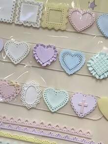 1pc Lace Patchwork French Lace Heart Cute 3D Embossed Nail Art DIY Silicone Mold - Clear - View 3