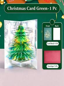 3D Christmas Greeting Card, Pop-Up Christmas Tree Card, Creative Christmas Gift, Student Gift For Christmas Activity, - A - View 10