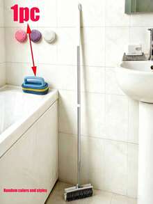 This Bathroom Floor Brush Features A Rotatable Stiff Bristle Brush Head And An Optional Handheld Cleaning Brush, Suitable For Cleaning Bathtubs And Tiles, Can Reach And Clean Hard-To-Reach Corners, Making It An Essential Tool For Bathroom Cleaning. - White - View 13
