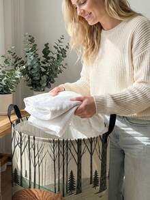 1pc Storage Basket, Laundry Basket, Washing Basket, Storage Bin, Cat Print Design, Handle Storage Basket, Foldable Multi-Purpose Storage Box, Suitable For Clothing, Jewelry, Toys And Other Daily Storage - Multicolor - View 4