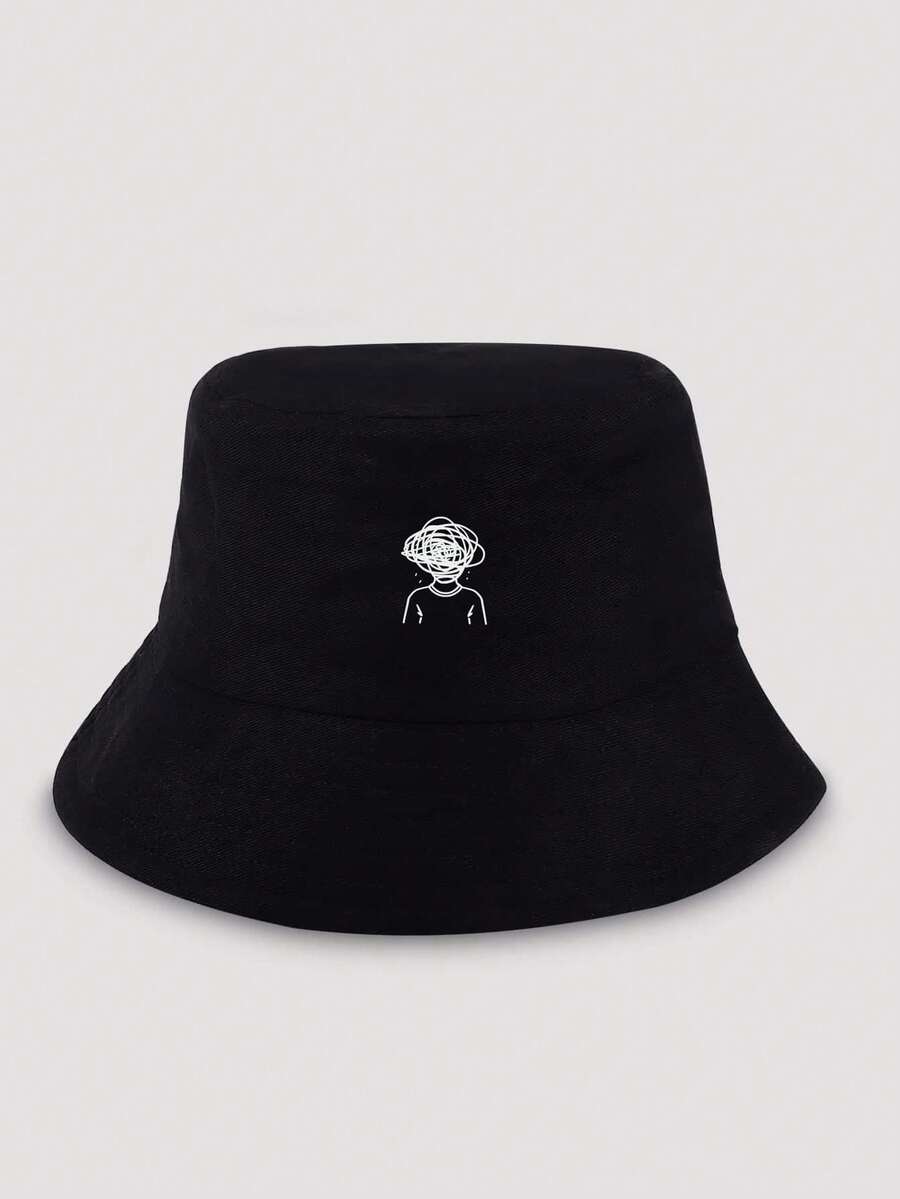 1pc Men's Fashionable Printed Pattern Adjustable Bucket Hat, Casual Minimalist, Suitable For Daily Wear And Travel