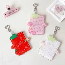 1pc Strawberry & Angel Wings Photocard Holder, Heart-Shaped Metal Keychain Transparent Photo Card Frame Sleeve, Multi-Purpose Portable Student Campus Card/Bus Card/Credit Card Protective Case, Idol Photocard Collection, Back To School - Card Sleeve - View 14