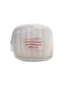 Bolsa de cosméticos portátil pequeña de varias capas para guardar artículos pequeños, bolsa mini para llevar lápices labiales al salir (la dirección del cierre de cremallera es aleatoria izquierda&derecha) - Beis - Ver 11