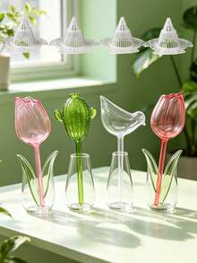 Automatic Plant Watering Device, Cactus, Tulip And Bird-Shaped Slouchy Watering Device, PVC Self-Watering Spikes, Suitable For Indoor Potted Plants, Garden And Lawn Care, Great Helper For Short Trips - Multicolor - View 2