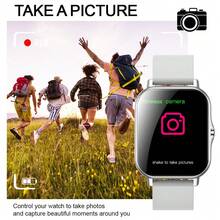 QAGSFLC Reloj inteligente con pantalla de llamadas y mensajes, reproductor de música, deportes para hombres y mujeres, conexión al teléfono, reloj inteligente de moda, seguimiento de actividad, notificaciones de mensajes, contactos, historial de llamadas, alarma, cámara remota, clima, temporizador, pantalla de información meteorológica, alarma, recordatorio de mensajes SMS, reloj electrónico de pulsera - Negro - Ver 4