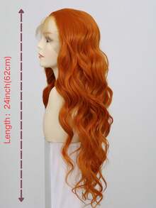 Dark Green And Orange-Red Wavy Synthetic Lace Front Wig (13x4) – Pre-Plucked Hairline, HD Transparent Lace – Suitable For Daily Wear And Beginners – 24 Inches - Multicolor - View 7