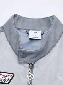 Puma Men's Letter Print Zip-Up Casual Versatile Sports Jacket - Grey - View 3