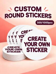 500/1000pcs Personalized Round Stickers, Custom Your Design Circle Labels With Logo, Photo Or Text, Waterproof Sticker Labels, Packaging Decor, Product Seals, Party & Event Supplies - Multicolor - View 7