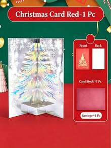 3D Christmas Greeting Card, Pop-Up Christmas Tree Card, Creative Christmas Gift, Student Gift For Christmas Activity, - A - View 9
