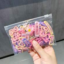 32Pcs Colorful Hair Clips, Cute Star Flower Mixed Design Snap Barrettes, Assorted Pastel Hair Accessories // Women Daily Hairstyle, Casual Fashion - Multicolor - View 5