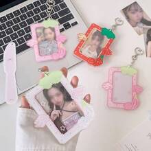 1pc Strawberry & Angel Wings Photocard Holder, Heart-Shaped Metal Keychain Transparent Photo Card Frame Sleeve, Multi-Purpose Portable Student Campus Card/Bus Card/Credit Card Protective Case, Idol Photocard Collection, Back To School - Card Sleeve - View 11