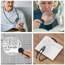 5X Magnifying Glass, 5.12 Inch Lens Diameter, Hands-Free Magnifier With Adjustable Stand, Wearable Around Neck, Suitable For Seniors And Low Vision Users For Sewing, Crafting, Cross-Stitch, Inspection And Repair - Upgraded Version - View 3
