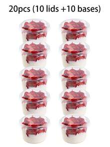 10/20/30/50pcs Mini Double Layer Cream Cups With Lids, Suitable For Yogurt, Ice Cream, Pudding - Multicolor - View 8