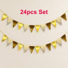 12pcs Metallic Triangle Pennant Banner, Suitable For Birthday, Wedding, Party, Christmas, New Year Decoration - Gold - View 8