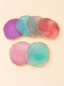 Resin Nail Art Palette, Nail Polish Painting Mixed Palette, White Nail Gel Color Display Board DIY Design Makeup Tool, Gold Edge - Multicolor - View 11