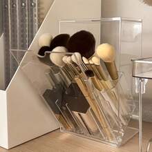 1pc Makeup Brush Holder, Transparent Makeup Brush Rack, 17 Slots Slanted Opening Detachable With Lid Design, Acrylic Makeup Brush Storage Box, Suitable For Vanity Decoration, Office And Home - Multicolor - View 12