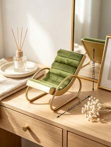 Mini Lounge Chair Velvet Jewelry Display Stand Gold Metal Small Beach Chair Ring Earring Necklace Holder Vanity Trinket Organizer For Dresser Bedroom Table Decor - Multicolor - View 12