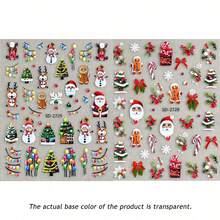 Christmas Self‑Adhesive Nail Stickers, Xmas Tree Santa Snowman Elk Candy Cane Bow Snowflake Pattern Nail Decals, Festive Winter Nail Art Decor For Salon & Home DIY Manicure - Multicolor - View 8