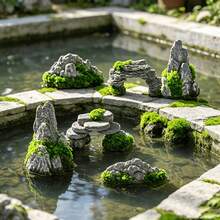 6pcs Mini Rock Garden Models, Suitable For Yard Landscape Decoration, Adding Mini Garden Scene, Suitable For Model House Decoration, Creative Desktop Ornament, Applicable For Fish Tank And Aquarium - 6-piece Artificial Rock Model Set - View 6