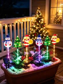 Christmas Solar Stake Lights, Santa Claus Snowman Christmas Tree Shaped LED Yard Lights, 8 Lighting Modes, IP65 Waterproof, Auto On At Dusk, Solar Powered Outdoor Christmas Decoration, Suitable For Garden Lawn Yard Patio - Multicolor - View 9