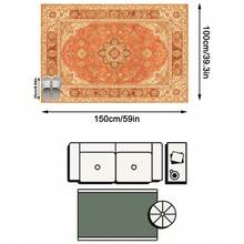 1PC Orange & Beige Classical Floral Area Rug, Middle Eastern Vintage Style Faux Cashmere Rectangular Symmetrical Totem, Machine Washable For Living Room Bedroom Daily Home Decor, Aesthetic Home Decoration - Multicolor - View 14