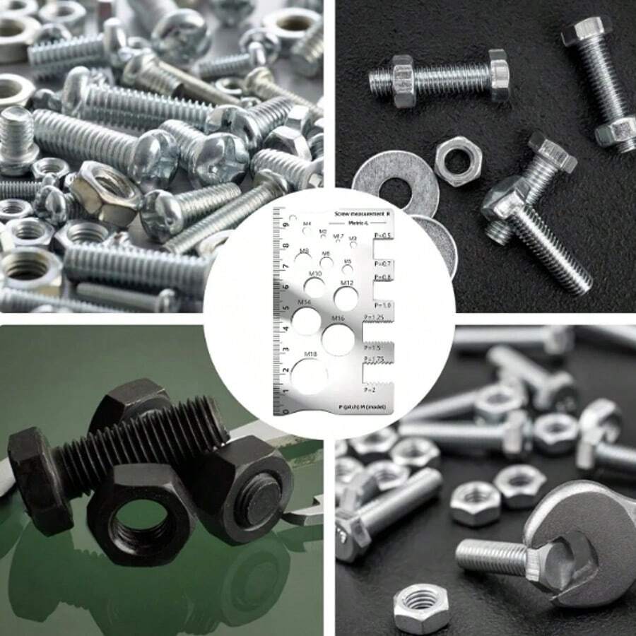 Thread Inspection Gauge, Stainless Steel Thread Pitch Measuring Ruler, Screw Bolt Nut Measuring Caliper, Metric Measuring Tool - Multiple Styles - View 1