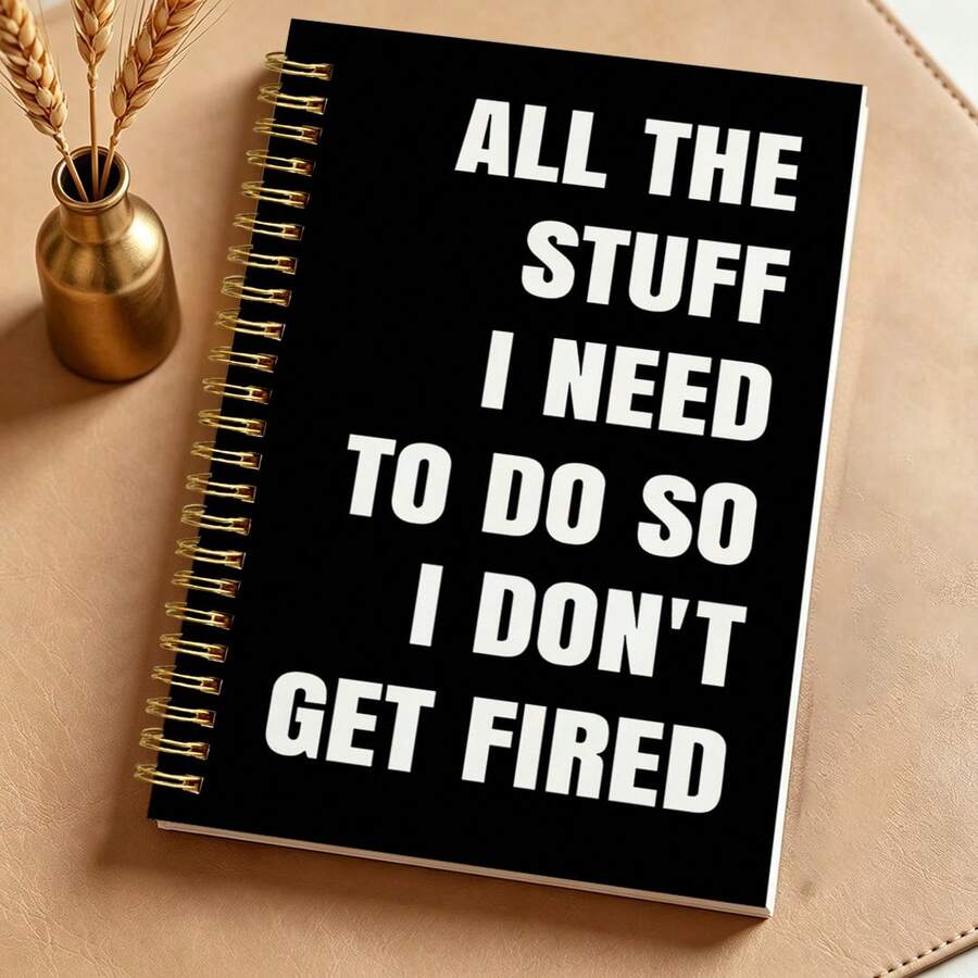 1pc Softcover Funny Office Notebook, Inspirational Quotes Journal, Suitable For Colleagues, Employees, Office, Gift For Boss, To-Do List Notebook, 5.5" X 8.3", School Supplies, Back To School - Style B - View 1