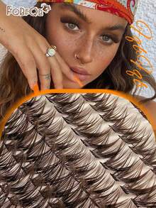 12Rows/13Rows 50D Dark Brown Cluster Lashes Faux Mink Fluffy Lash Clusters Kit, Manga Lashes Fairy Lashes Angel Lashes Wet Look Lashes, Soft Lightweight Reusable Individual Lashes, Comfortable DIY Eyelash Extensions For Beginners - D - View 3