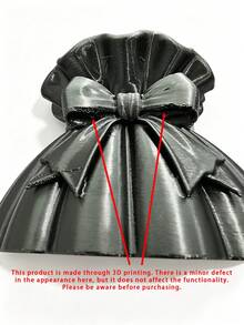 Pot Tanaman Sukulen Berbentuk Dompet dengan Pita Cetak 3D, Warna Hitam, Pot Bunga Saku dengan Tepi Bergelombang Kreatif, Vas Dekorasi Tanaman Hijau untuk Meja, Penyimpanan Meja - A - View 10