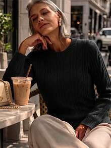 NZZOF Women's Sweater, Autumn/Winter Outfit New Versatile Solid Color Turtleneck Long Sleeve Minimalist Pullover - Black - View 1