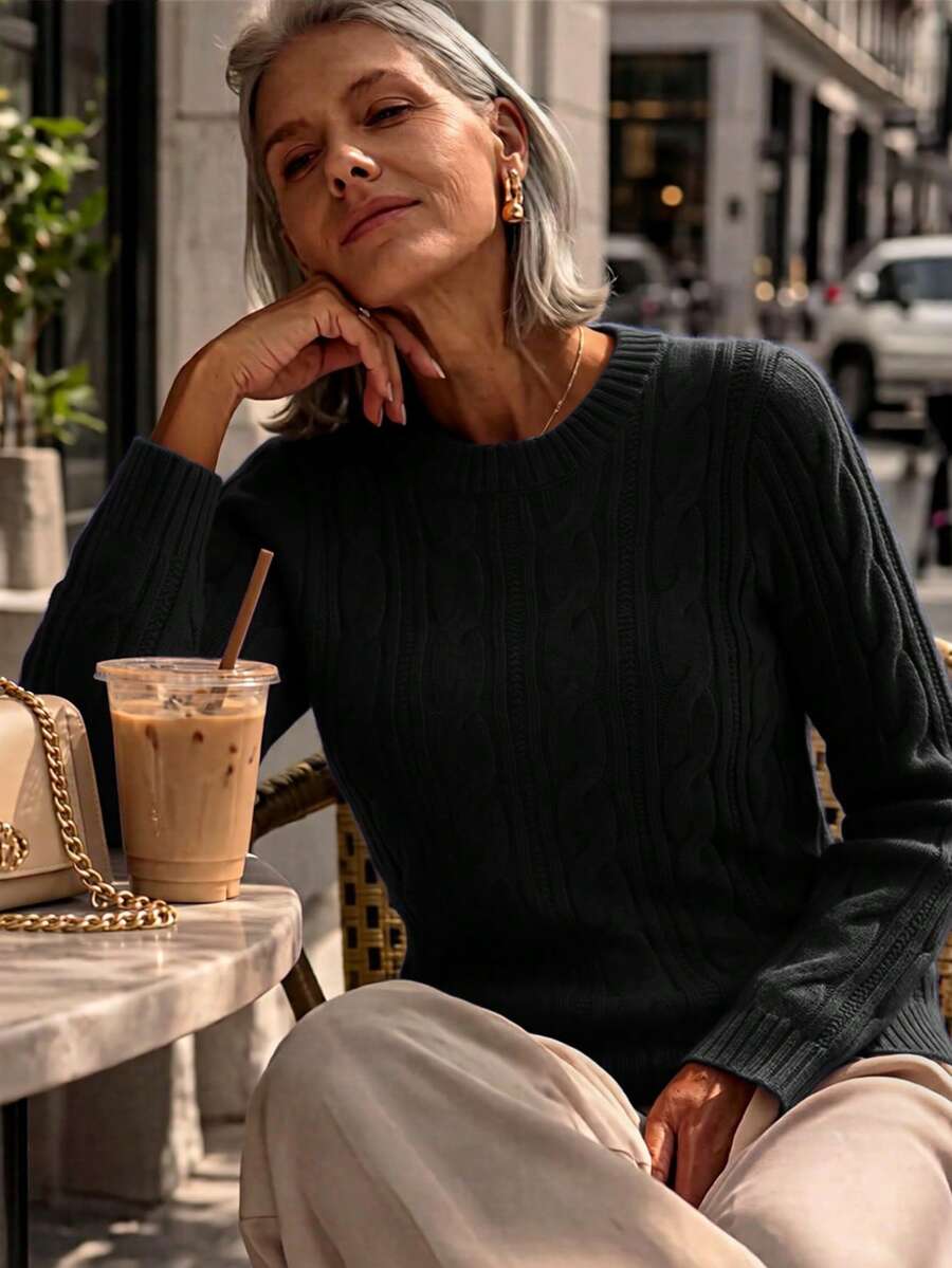 NZZOF Women's Sweater, Autumn/Winter Outfit New Versatile Solid Color Turtleneck Long Sleeve Minimalist Pullover - Black - View 1