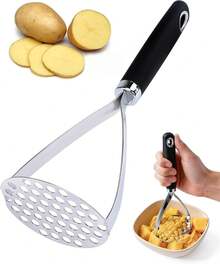 Stainless Steel Potato Masher, 26 Cm, Dishwasher Kitchen Tool, Ideal For Making Mashed Potatoes At Home - Black + Silver - View 7