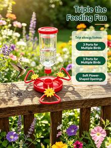 Plastic Bottle Hummingbird Feeder Adapter (Flower-Shaped Feeding Port), Garden Yard Outdoor Bird Feeder Accessory, Fits Most Standard Plastic Bottles, - Multicolor - View 2