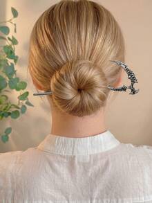 1pc Witch Reaper Skeleton Hair Stick, Vintage Viking Hair Pin, Nordic Gothic Headpiece, Bohemian Norwegian Style Hair Accessory - Multicolor - View 2