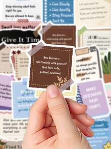 50Pcs Vintage Inspirational Quote Stickers, Positive Self Affirmation Text Stickers For Junk Journal, Scrapbook, Planner, Notebook & DIY Craft Decoration - 50pcs - View 5