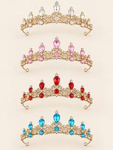 1PC Kids Rhinestone Crown Headband, Girl's Crown Perfect For Birthday Parties, Princess Dress-Up Performances, And Holiday Gifts - Multicolor - View 4