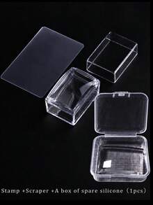 Square Transparent Silicone Nail Art Stamping Set, High Transparency, Alcohol-Wipeable, Suitable For Large Steel Plates, Rectangular Jelly Nail Art Stamping Cap With Scraper And Silicone Replacement Stamp Heads - Multicolor - View 7