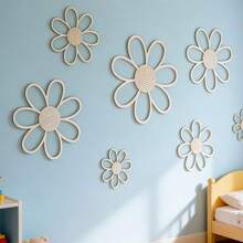 7pcs Daisy Wall Art Decor Set | Laser Cut Hollow Flower Decoration | Multi-Size Combination, Suitable For Home Living Room Bedroom Decor | Modern Country Farmhouse Style Wall Hanging Decor - Beige - View 6