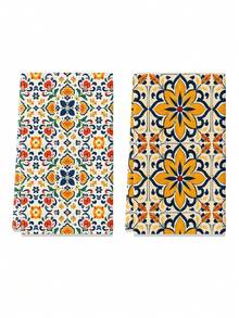 2pcs Bohemian Geometric Pattern Kitchen Hand Towels, Dish Cloths, Mediterranean Style, Kitchen Decor Towels, Home Decor Towels, Microfiber Material, Rectangular, 40*60 CM Digital Printed Pattern, Suitable For Daily Home Kitchen Decoration, Outdoor Party Event Decoration - Multicolor - View 8