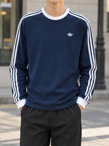 Adidas Originals Men's Sports T-Shirt & Tank Top 3S LS TEE Navy Blue Contrast Color Long Sleeve Sports Top KT5066 - Deep Indigo - View 2